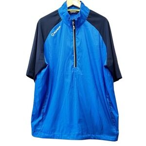 Sunice Mens Blue Black Quarter Zip Short Sleeve Windbreaker Golf Jacket ‎ XL